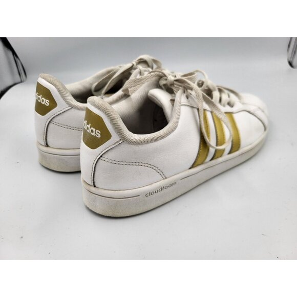 Adidas Cloudfoam Advantage Women’s White/Gold 3 Stripe Shoes Size 9 US - Picture 5 of 11